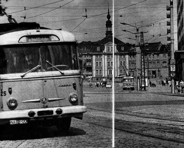 Gera trolleybus no. 325 and later Eberswalde trolleybus no. 31(I) of The Czech type ŠKODA 9 Tr14 in Gera (scrapped)