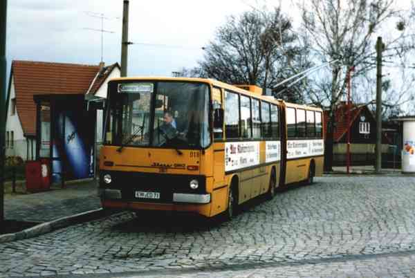 Articulated trolleybus no. 018 of the Hungarian type Ikarus 280.93 (out of service)
