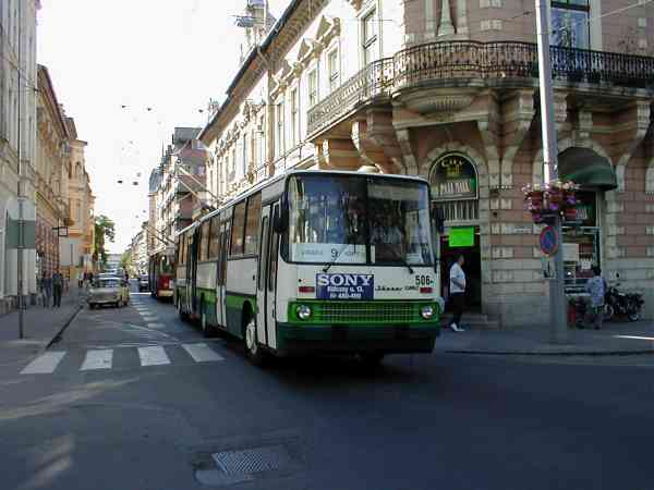 Former articulated trolleybus no. 025 (Szeged 506) of the Hungarian type Ikarus 280.93 in Szeged/Hungary