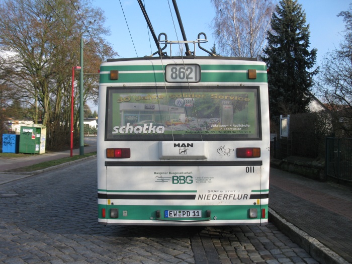 Articulated trolleybus no. 011 of the Austrian type ÖAF Gräf & Stift NGE 152 M17