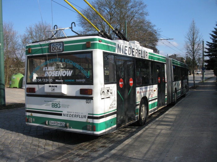 Articulated trolleybus no. 031 of the Austrian type ÖAF Gräf & Stift NGE 152 M17