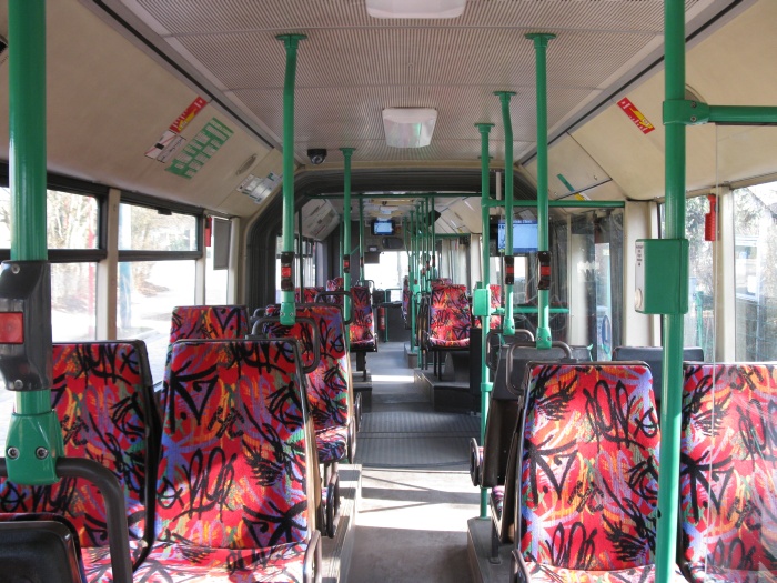 Articulated trolleybus no. 031 of the Austrian type ÖAF Gräf & Stift NGE 152 M17 - back interior view
