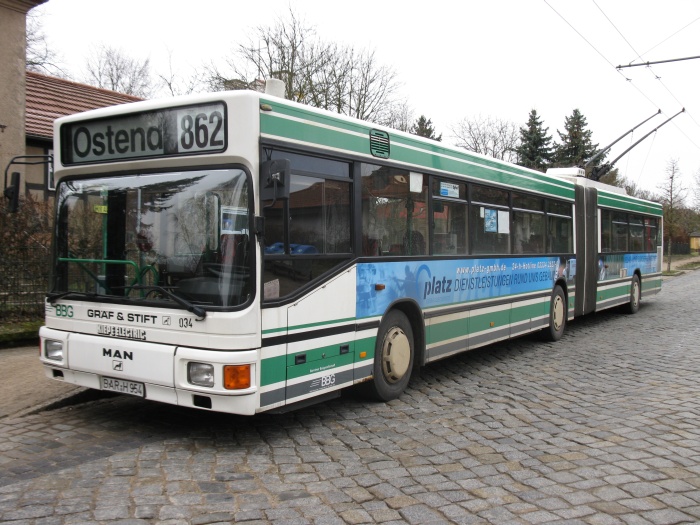 Articulated trolleybus no. 034 of the Austrian type ÖAF Gräf & Stift NGE 152 M17