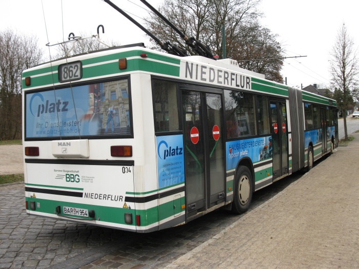 Articulated trolleybus no. 034 of the Austrian type ÖAF Gräf & Stift NGE 152 M17