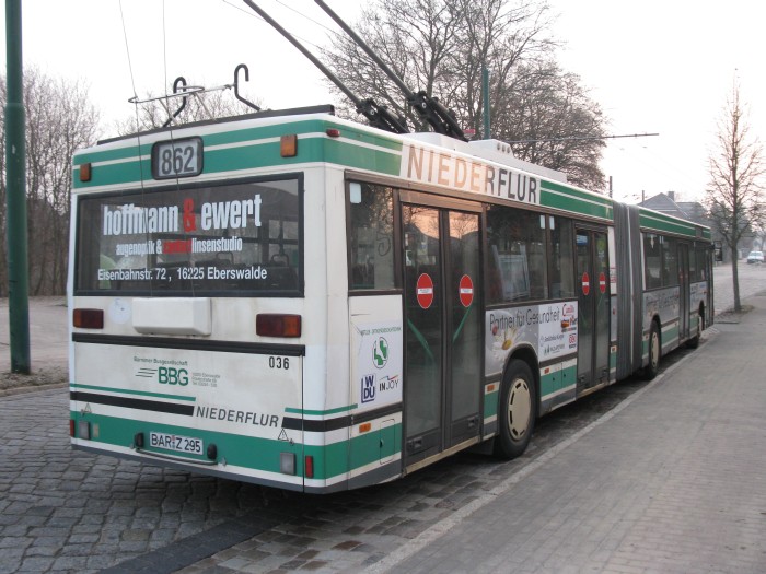 Articulated trolleybus no. 036 of the Austrian type ÖAF Gräf & Stift NGE 152 M17