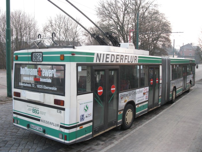 Articulated trolleybus no. 036 of the Austrian type ÖAF Gräf & Stift NGE 152 M17