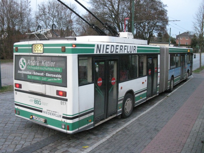 Articulated trolleybus no. 017 of the Austrian type ÖAF Gräf & Stift NGE 152 M18