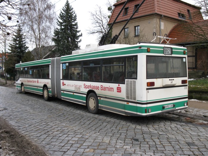 Articulated trolleybus no. 038 of the Austrian type ÖAF Gräf & Stift NGE 152 M18