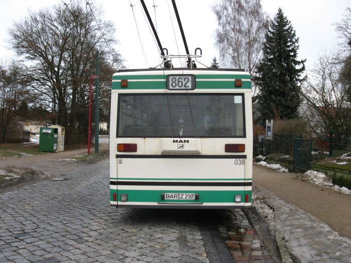 Articulated trolleybus no. 038 of the Austrian type ÖAF Gräf & Stift NGE 152 M18