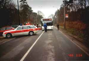  Tragic accident with the articulated trolleybus 029 in Nordend on 24.02.2000