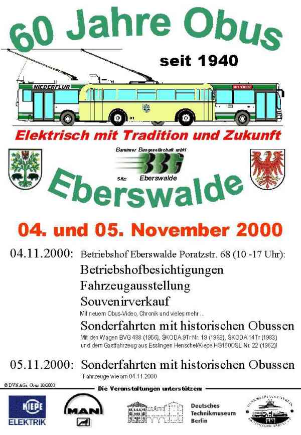 Programm zum "Tag der offenen Tür" am 04.11.2000 auf dem Betriebshof Eberswalde/Nordend