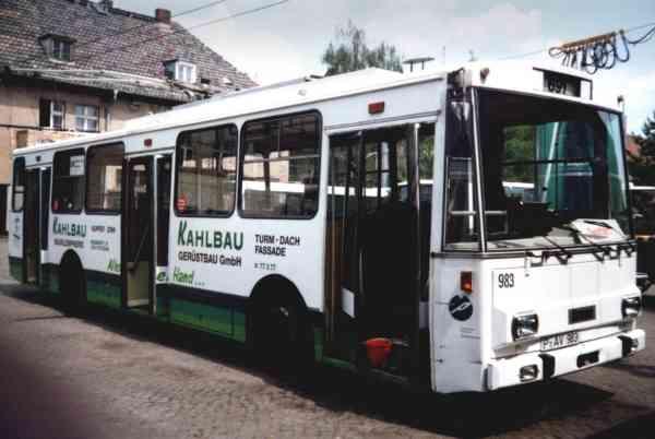 Бывший эберсвальдский троллейбус № 01(IV) чехословацкого типа «Шкода 14Тр03» в городе Потсдам.