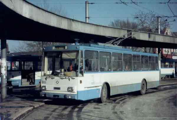 Бывший эберсвальдский троллейбус № 03(IV) (Острава 3222) чехословацкого типа Шкода 14 Tr03 в городе Острава (Чехия)