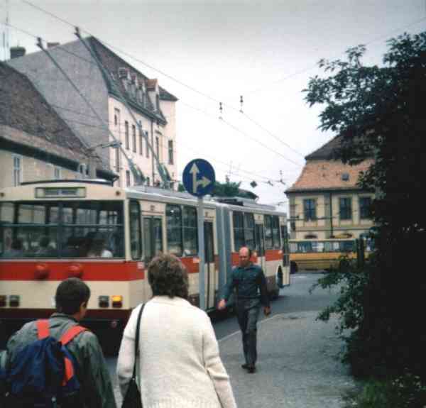 Gelenkobus des tschechischen Typs SKODA 15 Tr zur Erprobung in Eberswalde