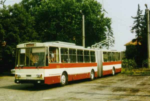 Articulated trolleybus of the Czech type ŠKODA 15 Tr from the public utility Usti n. L., ČSFR in Eberswalde