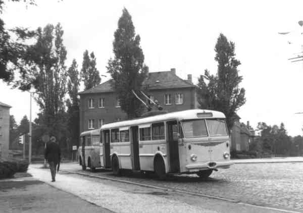 Trolleybus no. 20/I of the Czech type ŠKODA 8 Tr10 (scrapped) with trailer