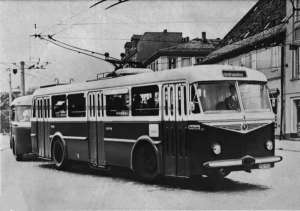 Trolleybus of the Czech type SKODA 8 Tr