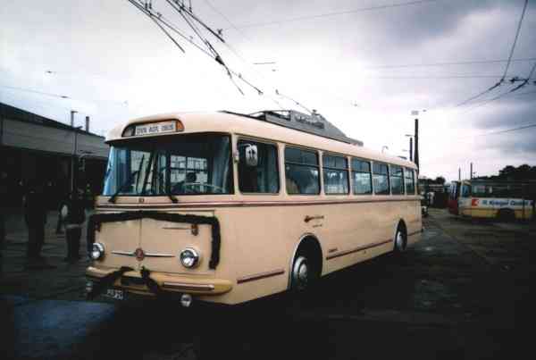 Trolleybus no. 19 of the Czech type ŠKODA 9 Tr14