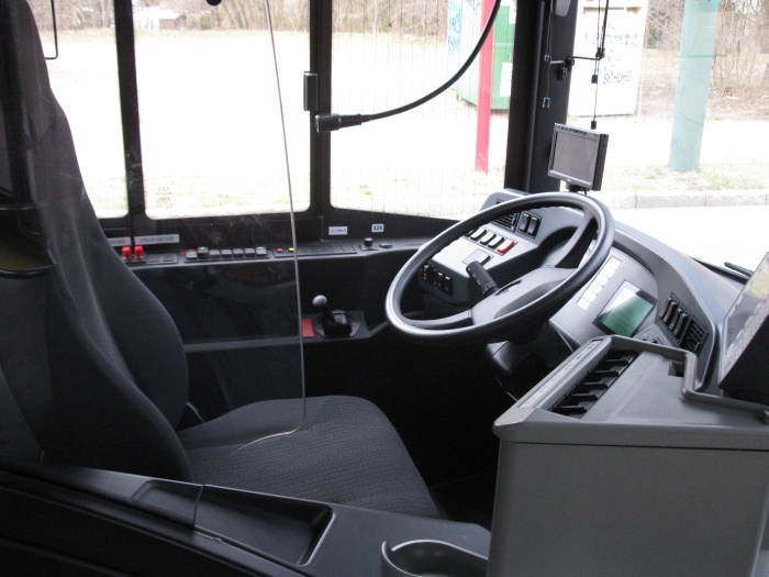 Articulated trolleybus no. 054 of the Polish type Solaris Trollino 18 AC - driver's ride on position