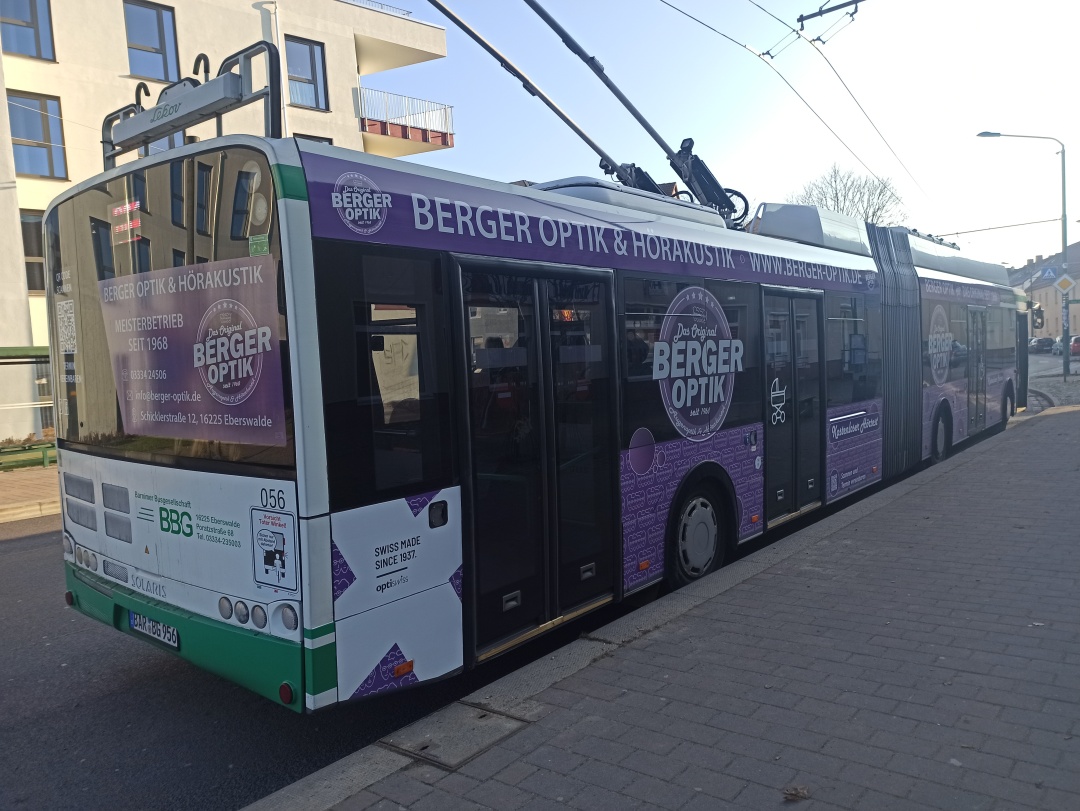 Articulated trolleybus no. 056 of the Polish type Solaris Trollino 18 AC