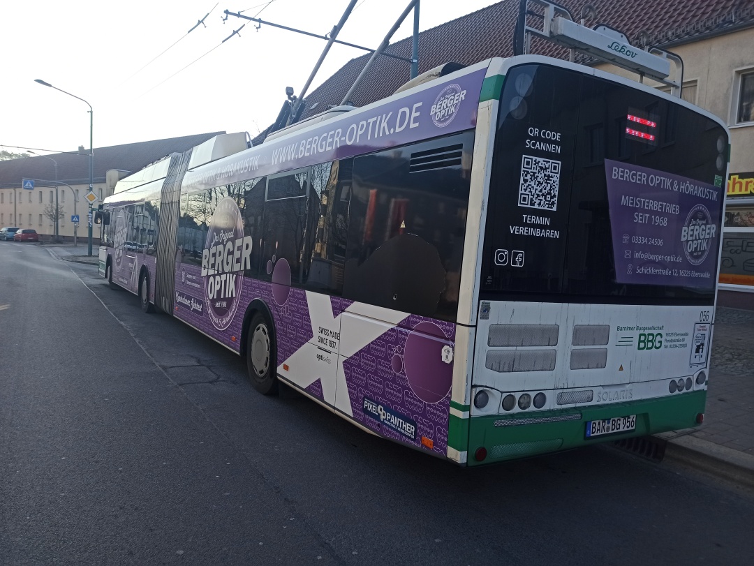 Articulated trolleybus no. 056 of the Polish type Solaris Trollino 18 AC