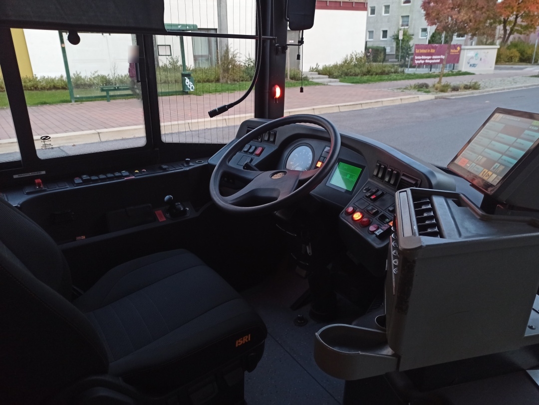 Articulated trolleybus no. 059 of the Polish type Solaris Trollino 18 III Cegelec AC- driver's ride on position