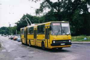 Articuted trolleybus of the Hungarian type Ikarus 280.93 from the delivery January 1990