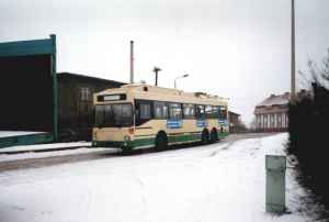 Trolleybus of the German type MAN SL 172 HO M 12 of the Stadtwerke Solingen (Solingen municipal utility) in Eberswalde