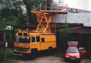 Overhead wiring maintenance vehicle DA 2 of the German type LPKO1113 B on a Daimler Benz chassis